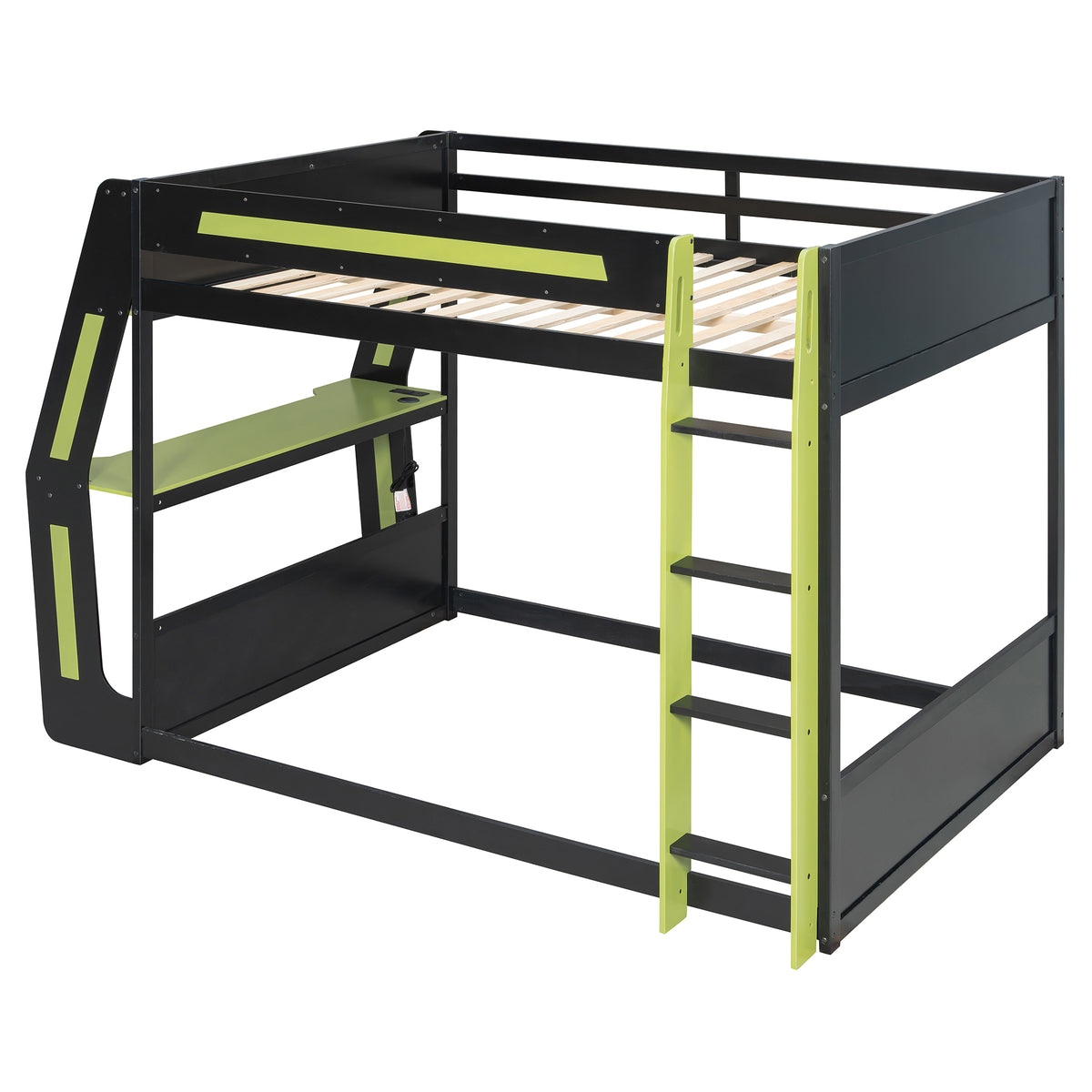 Mirightone™ Gaming Bunk Bed with Desk and Storage Shelf, LED Lights, USB Charging for Boys Gamer Adults