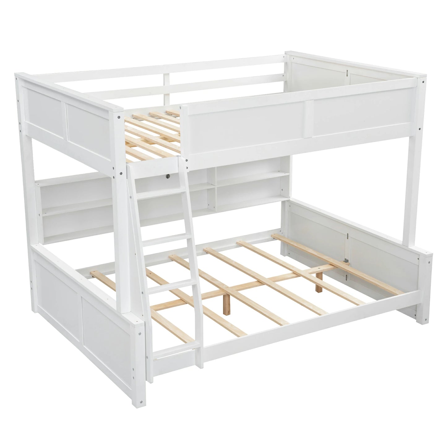 Mirightone™ Full XL over Queen Bunk Bed with Storage Cabinets and USB Ports