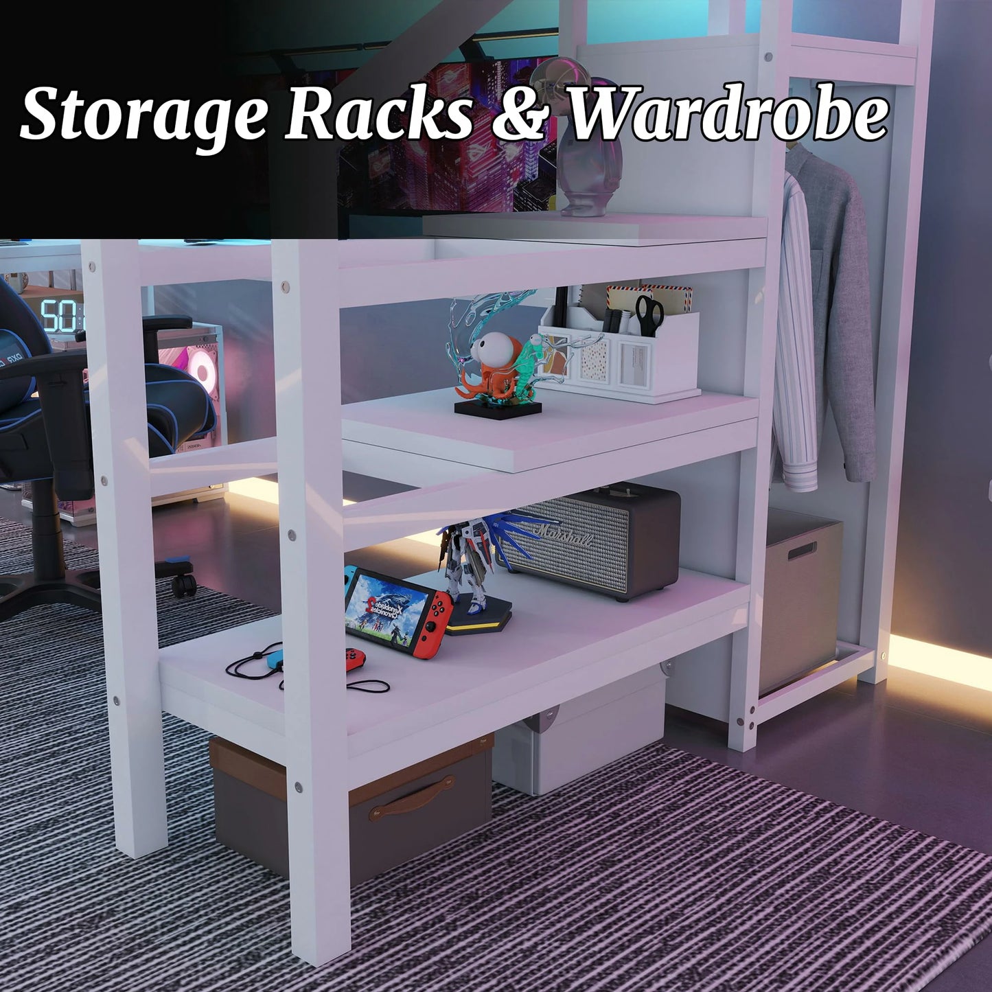 loftbedwithstorageshelvesandwardrobewhitefullsizeloftbedwithstairsstorage