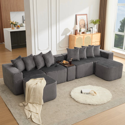 Mirightone™ 137.5" U Shaped Sofa Couch with USB, Wireless Charge & Coffee Table
