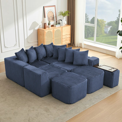 Mirightone™ 137.5" U Shaped Sofa Couch with USB, Wireless Charge & Coffee Table