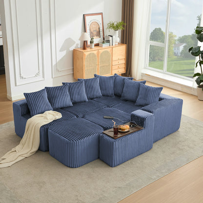Mirightone™ 137.5" U Shaped Sofa Couch with USB, Wireless Charge & Coffee Table