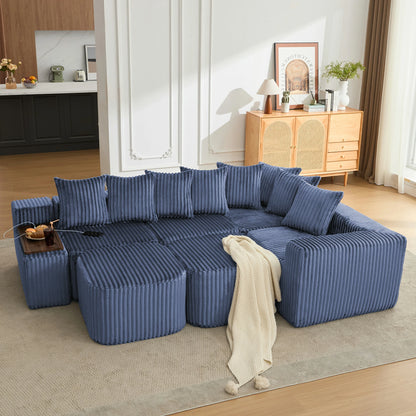 Mirightone™ 137.5" U Shaped Sofa Couch with USB, Wireless Charge & Coffee Table