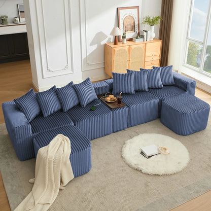 Mirightone™ 137.5" U Shaped Sofa Couch with USB, Wireless Charge & Coffee Table