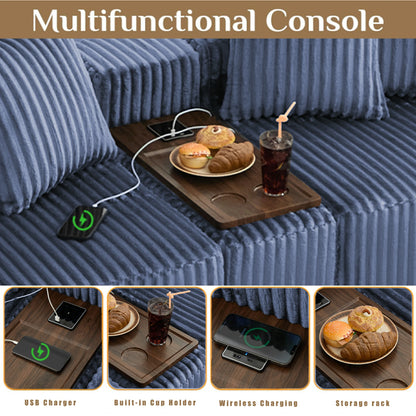 Mirightone™ 137.5" U Shaped Sofa Couch with USB, Wireless Charge & Coffee Table