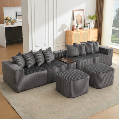 Mirightone™ 137.5" U Shaped Sofa Couch with USB, Wireless Charge & Coffee Table