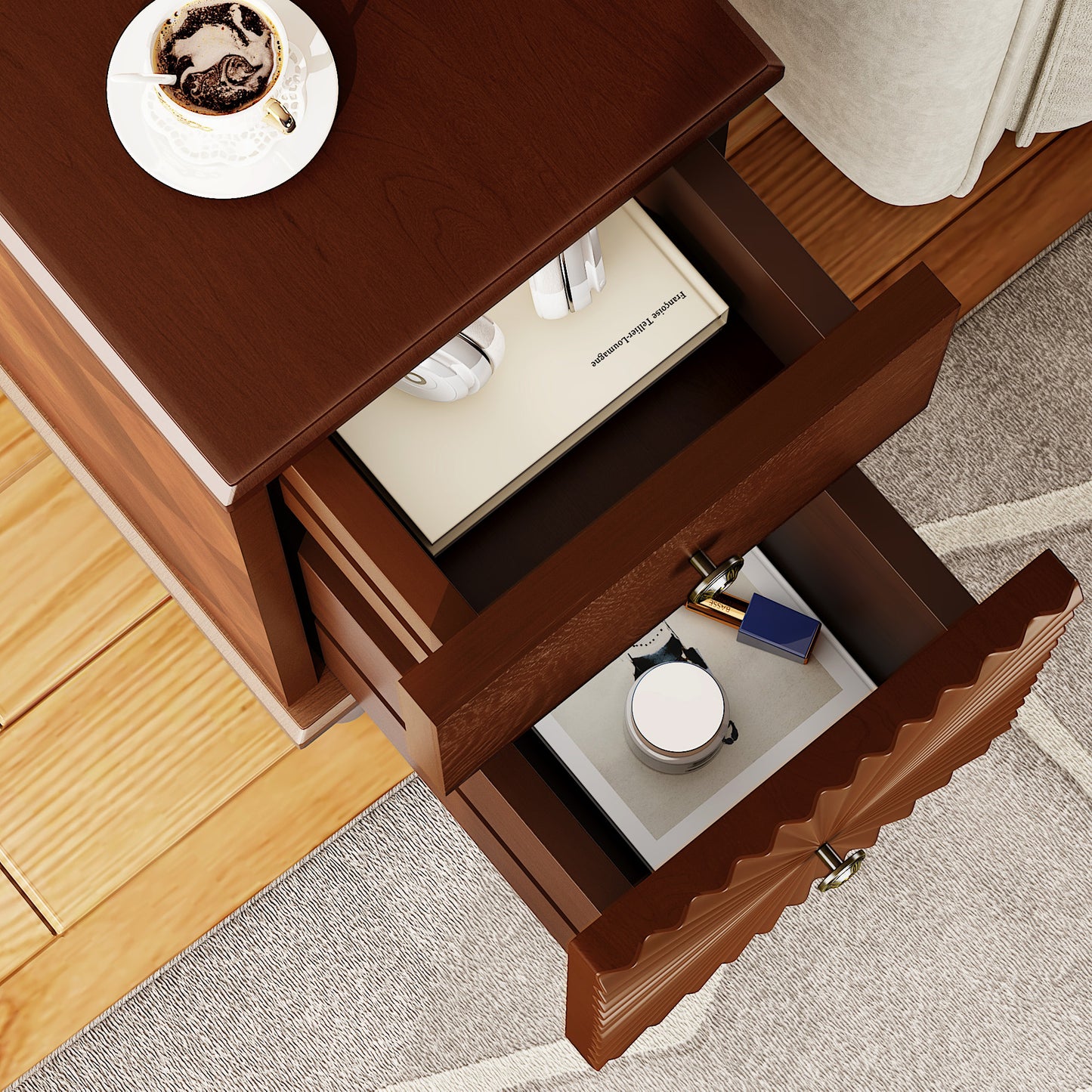 Mirightone™ 2 Drawer Modern Sofa Side Table