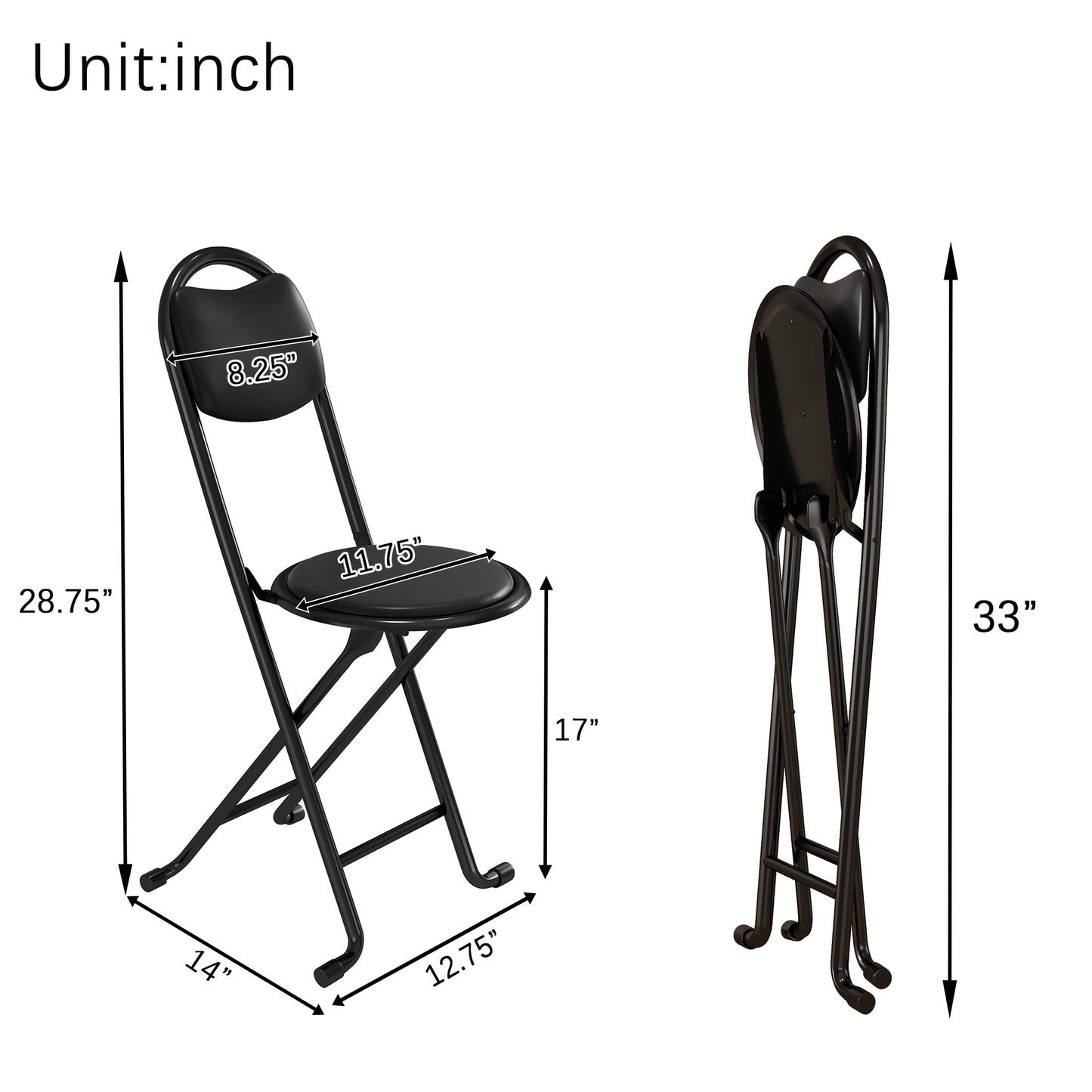 2pcs Folding Stool with Back, Cushioned Padded Folding Stool, Portable Folding Chairs for Outdoor Indoor Kitchen Shop Cafe