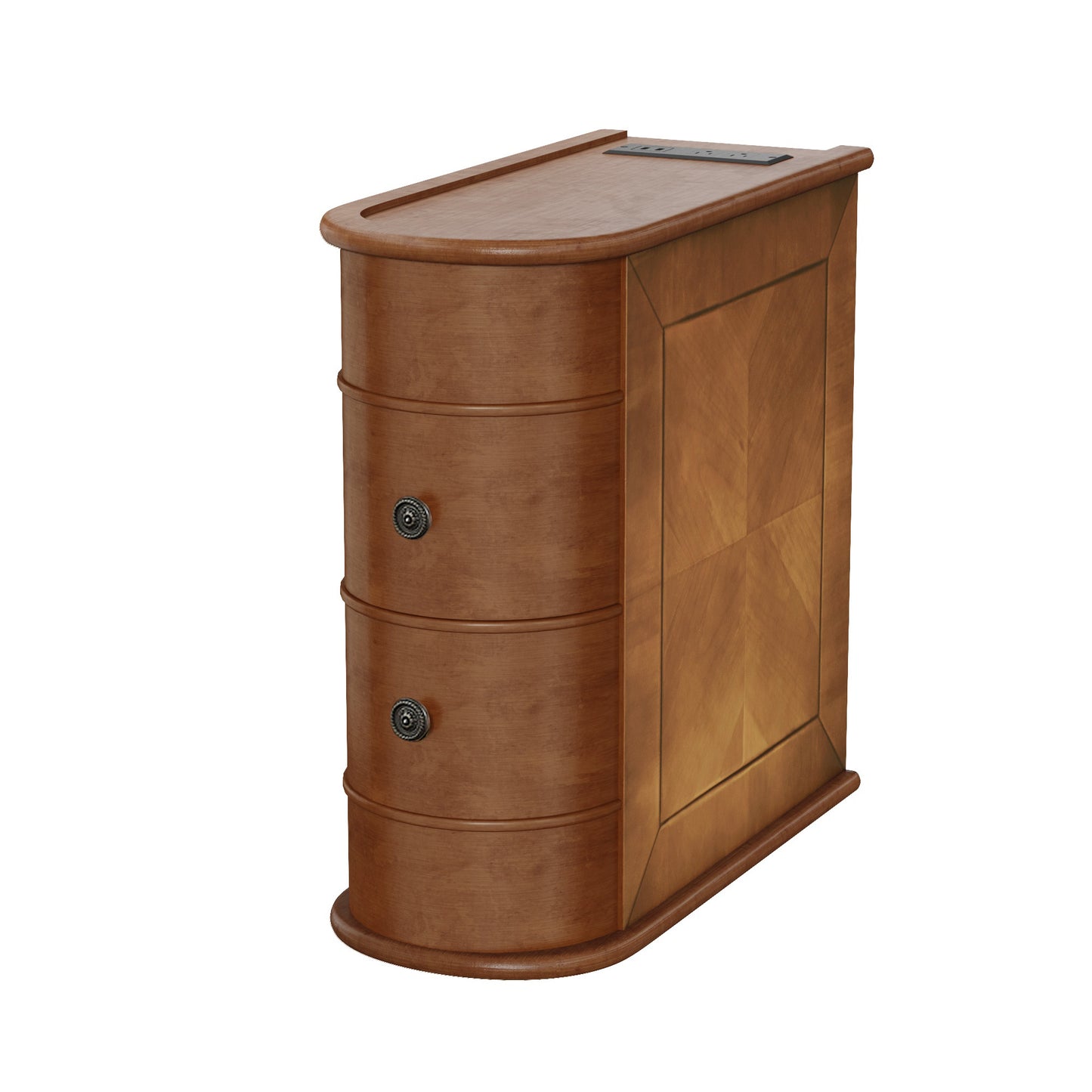 Narrow End Table with Charging Station, Brown