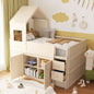 Mirightone™ Twin Size Low Loft Bed with Desk and Storage Cabinets White