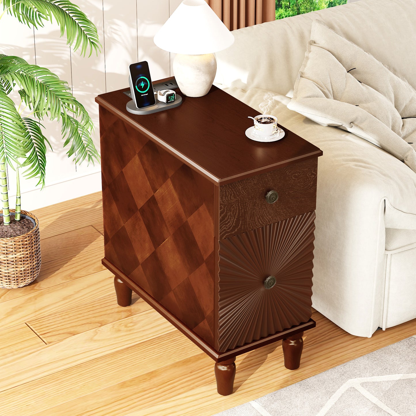 Mirightone™ 2 Drawer Modern Sofa Side Table