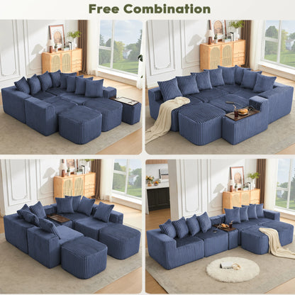 Mirightone™ 137.5" U Shaped Sofa Couch with USB, Wireless Charge & Coffee Table