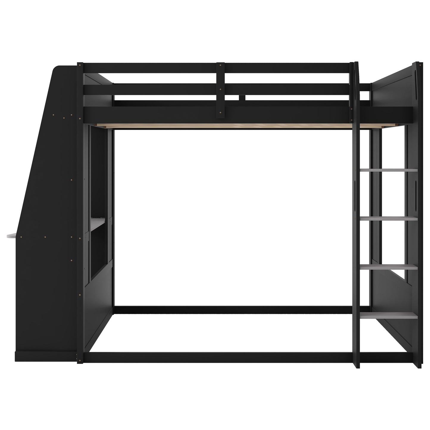 Mirightone™ Wood Bunk Bed with Gaming Desk and Storage Shelf, Gaming Bunk Bed with LED Light & Charging for Gamer Adults