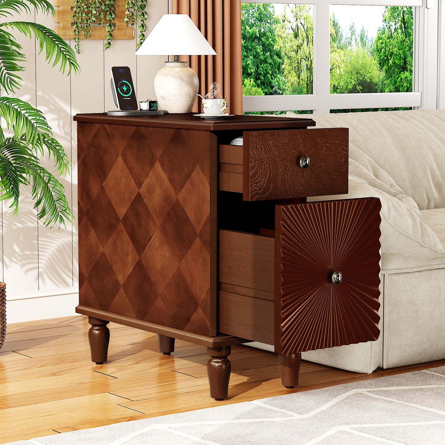 Mirightone™ 2 Drawer Modern Sofa Side Table