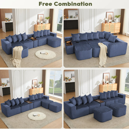Mirightone™ 137.5" U Shaped Sofa Couch with USB, Wireless Charge & Coffee Table