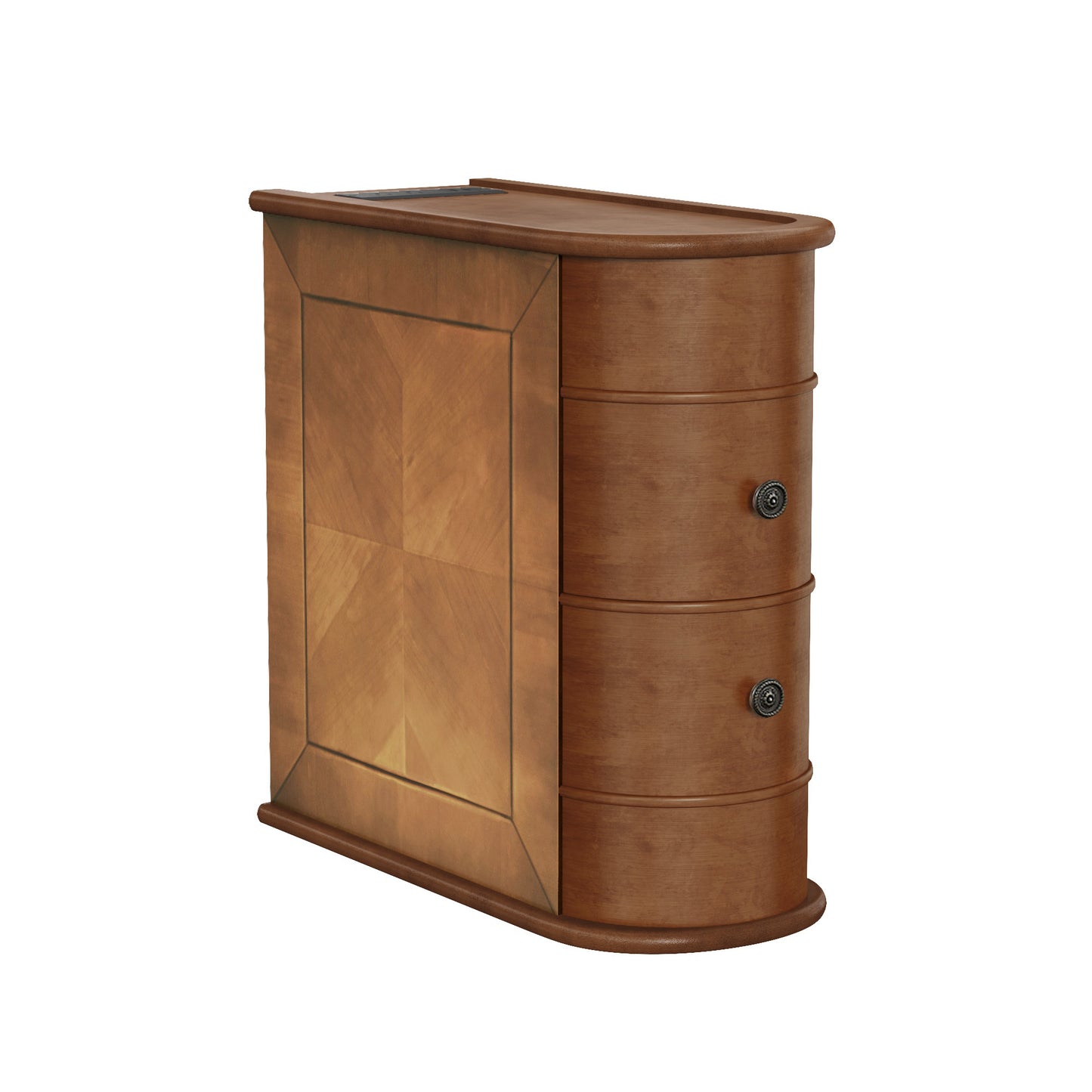 Narrow End Table with Charging Station, Brown