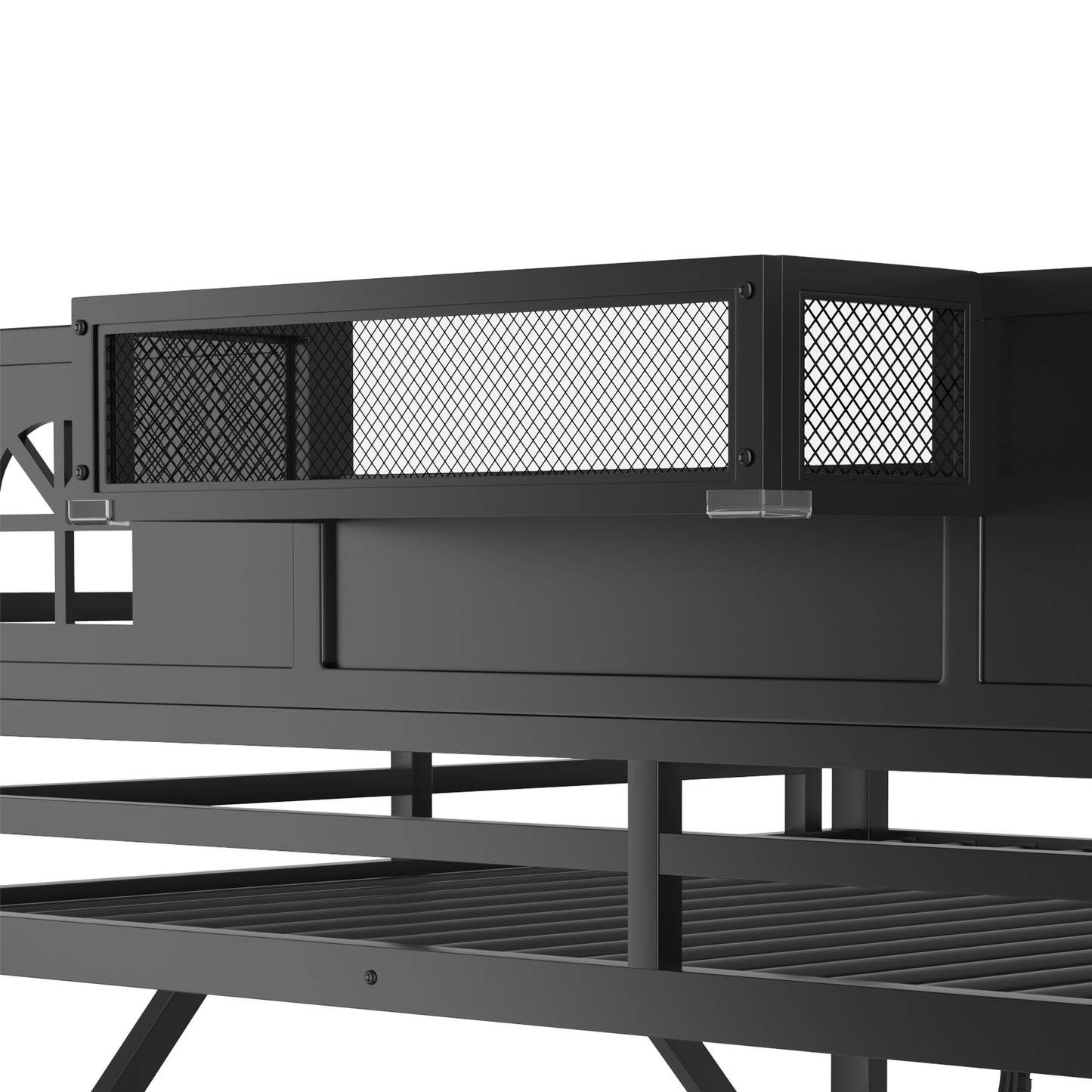 Mirightone™ Metal Loft Bed with Stairs, Storage,Wardrobe, LED Light & USB for Adults Teens Kids,Black