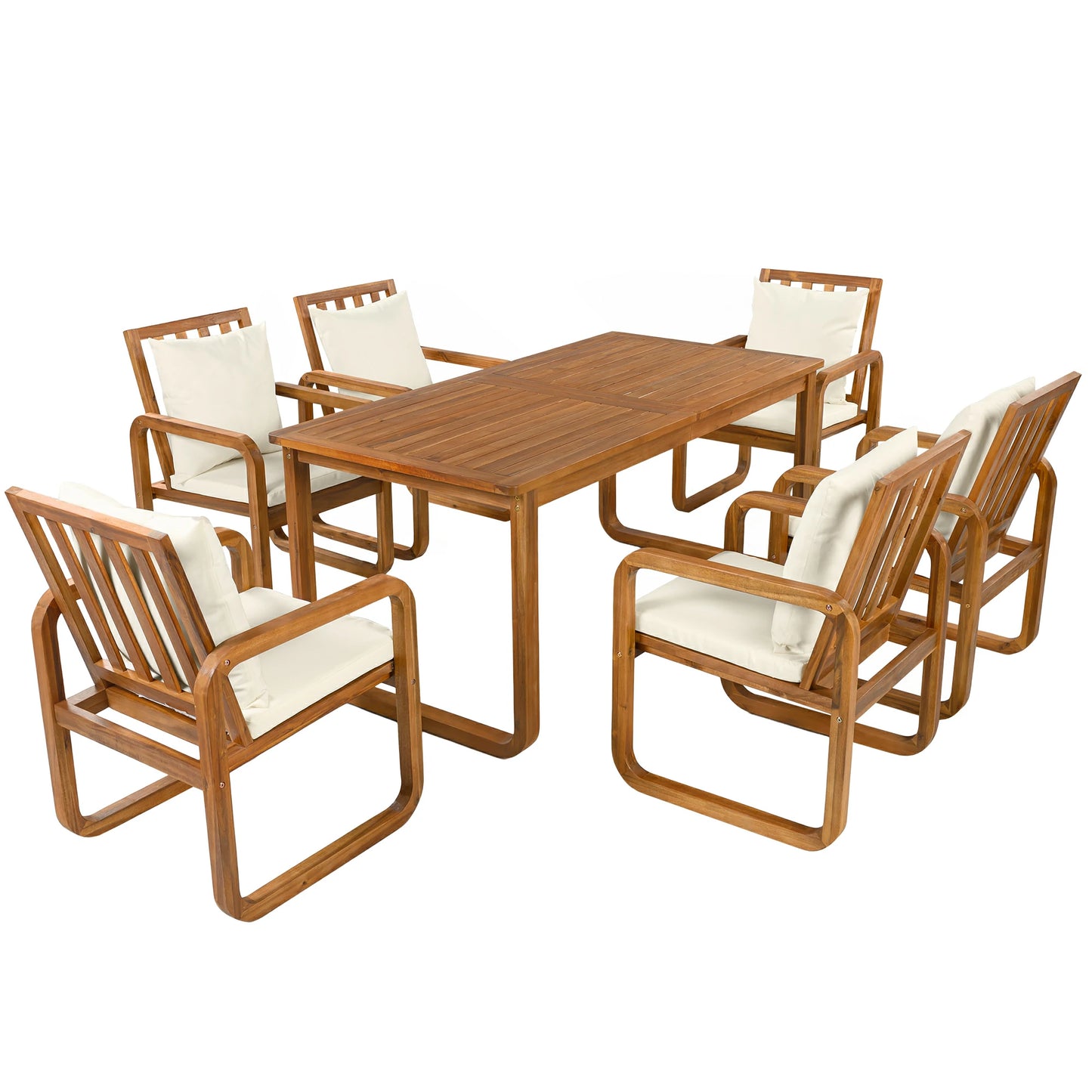 Acaciawoodpatiodiningsetplacedinagardensetting_featuringcomfortablecushionedchairsandspacioustable_idealforoutdoormealsandentertaining._b9100338-ae26-4571-ba11-83caddfab825