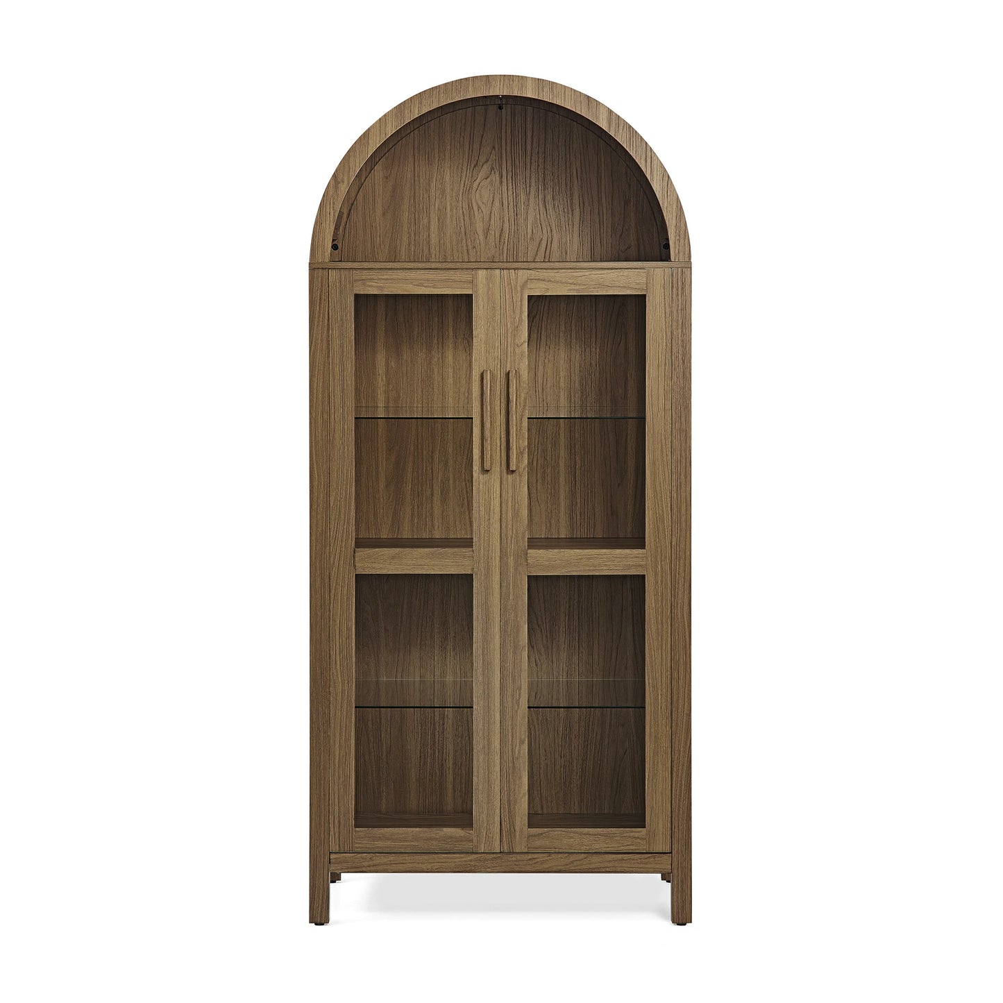 ArchedGlassDoorWoodenCabinetFrontView