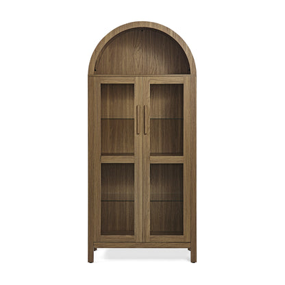 ArchedGlassDoorWoodenCabinetFrontView