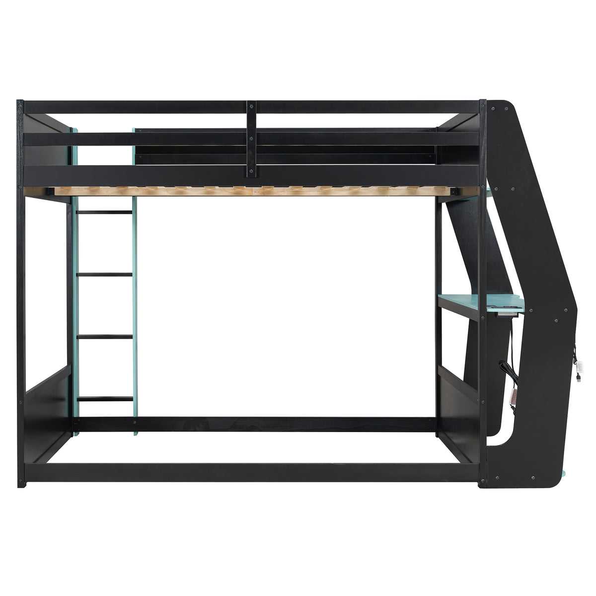 Mirightone™ Gaming Bunk Bed with Desk and Storage Shelf, LED Lights, USB Charging for Boys Gamer Adults