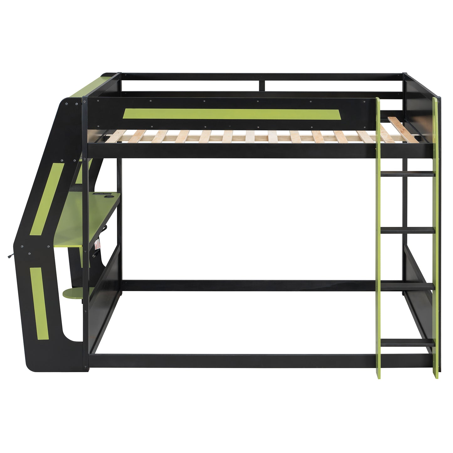 Mirightone™ Gaming Bunk Bed with Desk and Storage Shelf, LED Lights, USB Charging for Boys Gamer Adults