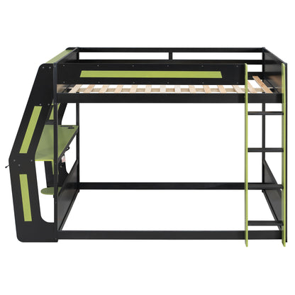 Mirightone™ Gaming Bunk Bed with Desk and Storage Shelf, LED Lights, USB Charging for Boys Gamer Adults