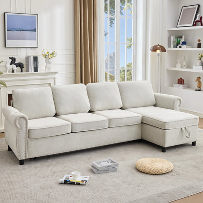 Beigesectionalsofawithchaiseloungeinabrightmodernlivingroom