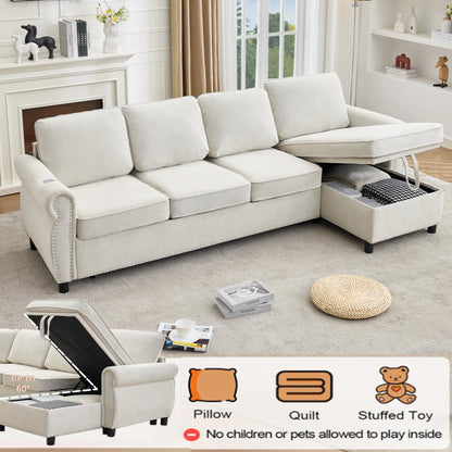 Beigesectionalsofawithlift-upstoragechaiseforpillows_quilts_andsoftitems