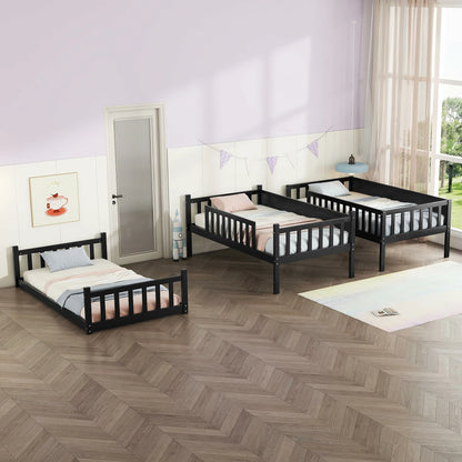 Black_triple_bunk_bed_converted_into_3_separate_twin_beds
