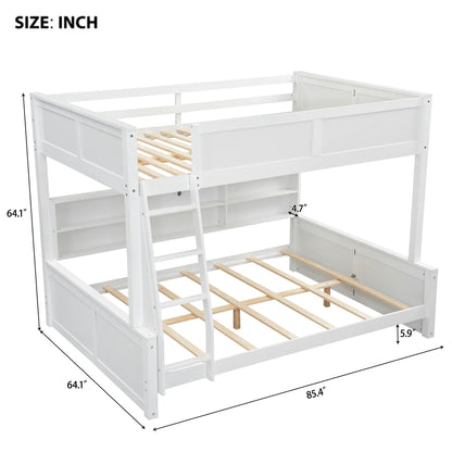 Mirightone™ Full XL over Queen Bunk Bed with Storage Cabinets and USB Ports