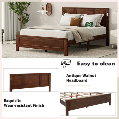 Mirightone™ Queen Size Bed with LED Lights and USB Charging Station