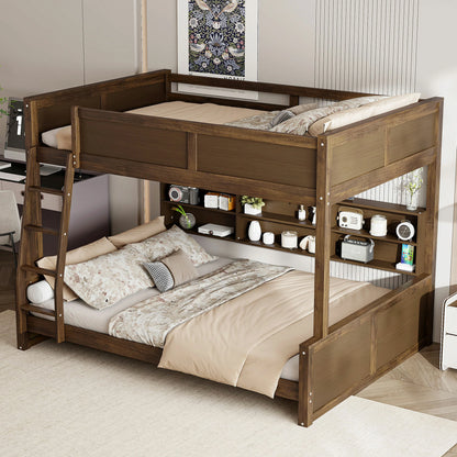 Mirightone™ Full XL over Queen Bunk Bed with Storage Cabinets and USB Ports