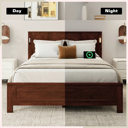 Mirightone™ Queen Size Bed with LED Lights and USB Charging Station