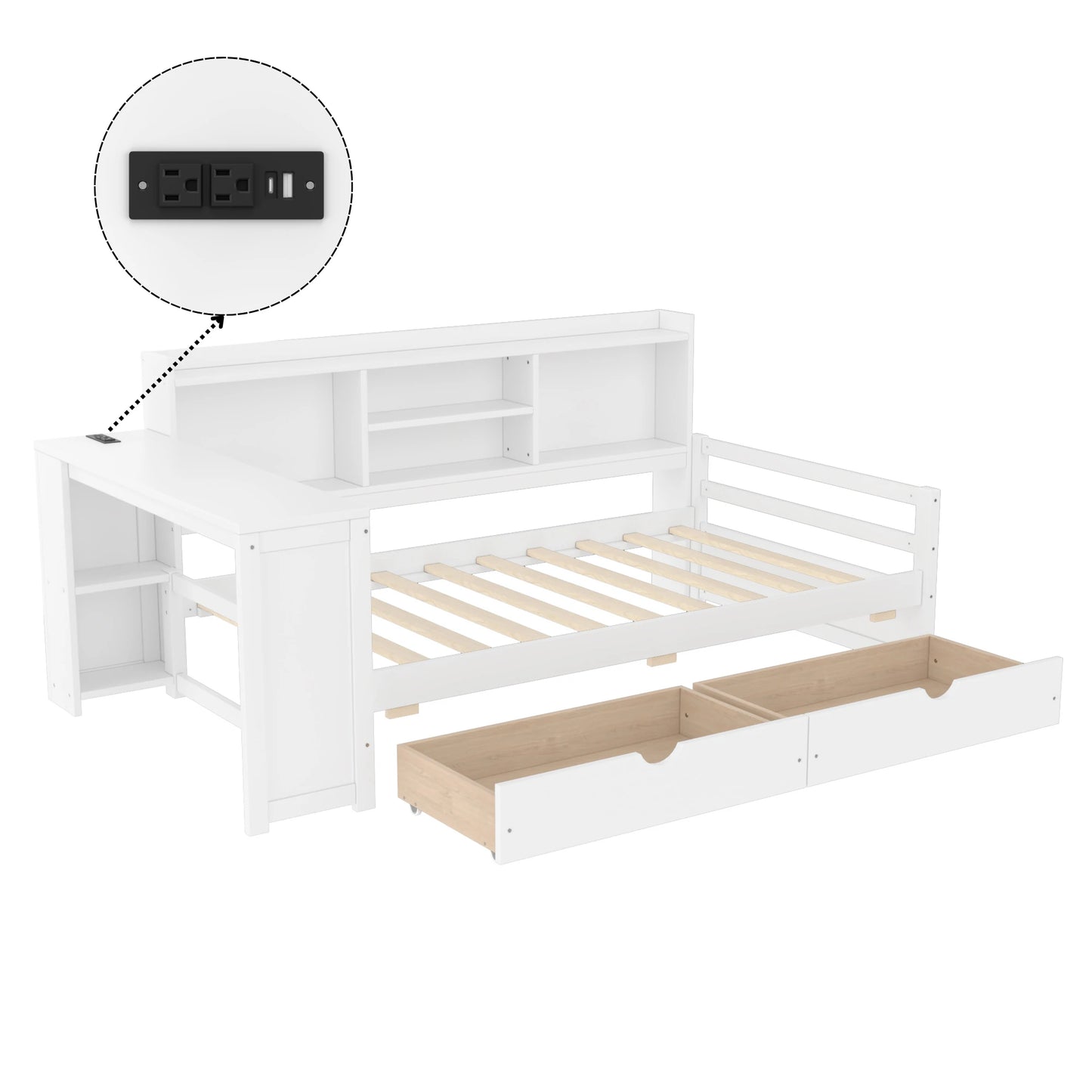 Daybedwithpull-outstoragedrawersandbuilt-inUSBchargingstationdetailview