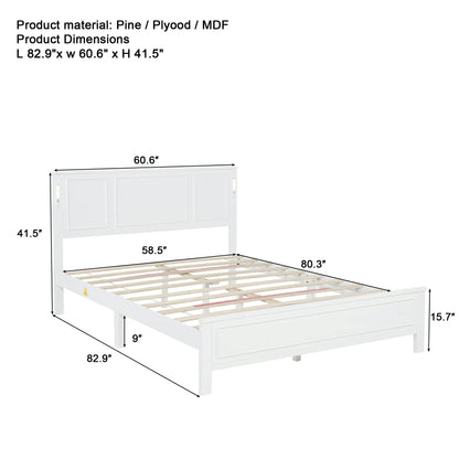 Mirightone™ Queen Size Bed with LED Lights and USB Charging Station