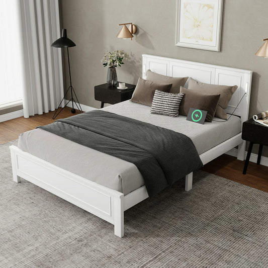 Mirightone™ Queen Size Bed with LED Lights and USB Charging Station