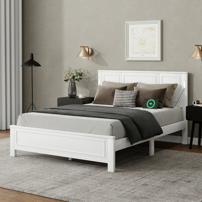Mirightone™ Queen Size Bed with LED Lights and USB Charging Station