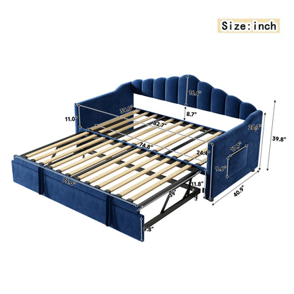 Mirightone™ Upholstered Twin Size Daybed with USB & Type-C Charging and Trundle