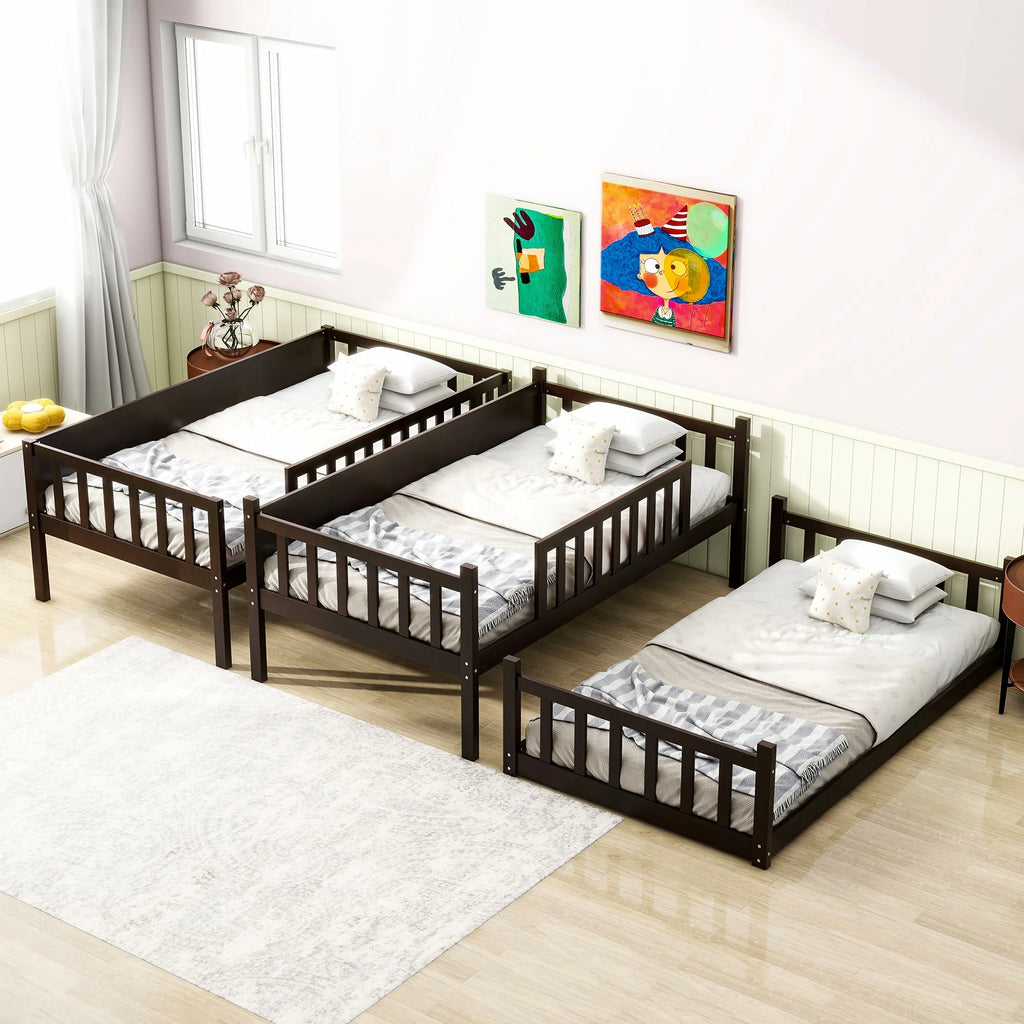 Espressotriplebunkbedconvertedinto3separatetwinbeds