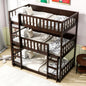 Espressotriplebunkbedwithladdersandguardrailsinbedroom