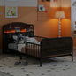 KidsbedwithwarmLEDheadboardlightingforcozynighttimeambiance