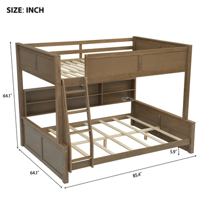 Mirightone™ Full XL over Queen Bunk Bed with Storage Cabinets and USB Ports