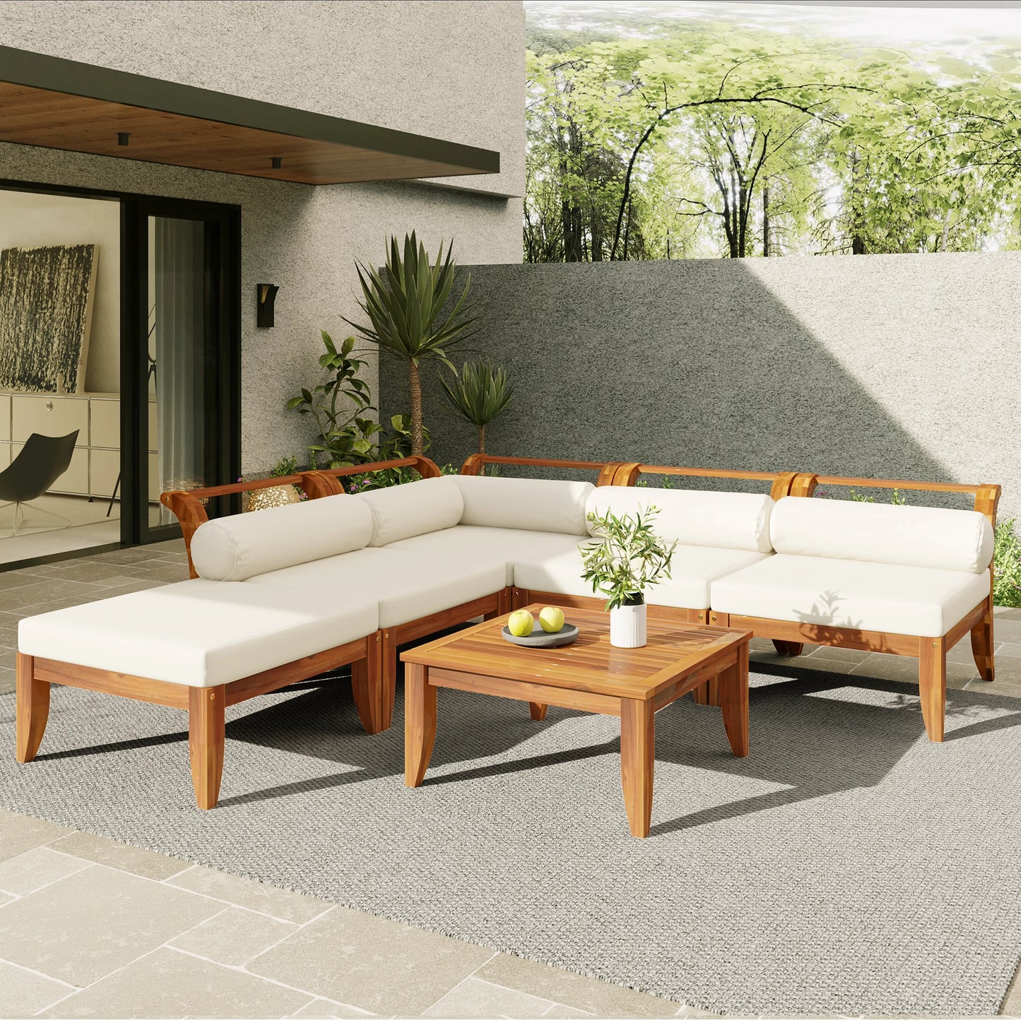 L-shapedoutdoorsectionalsofasetwithdeepseatingandwoodencoffeetable_patiofurnitureforfamilygatherings