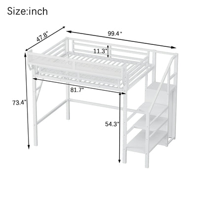Loftbeddimensionswithstoragestairs_metalloftbedsizeillustration