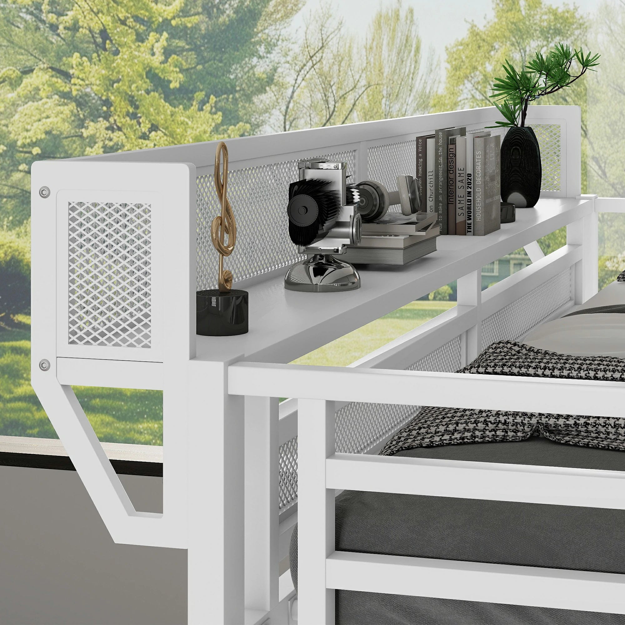 Loftbeduppershelfwithmeshguard_bedsidestorageshelfforbooksanddecor