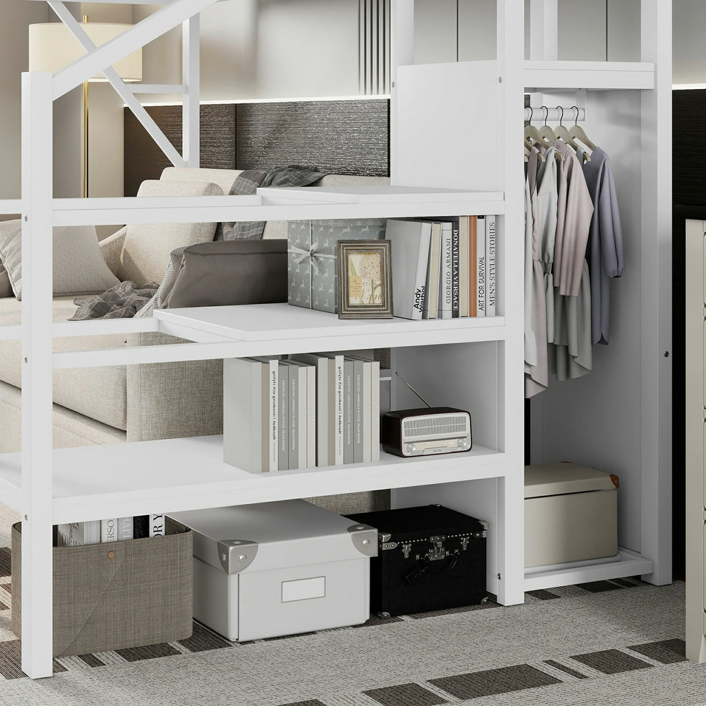 Loftbedwithbuilt-inwardrobeandstorageshelves_space-savingbedwithhangingclothesarea