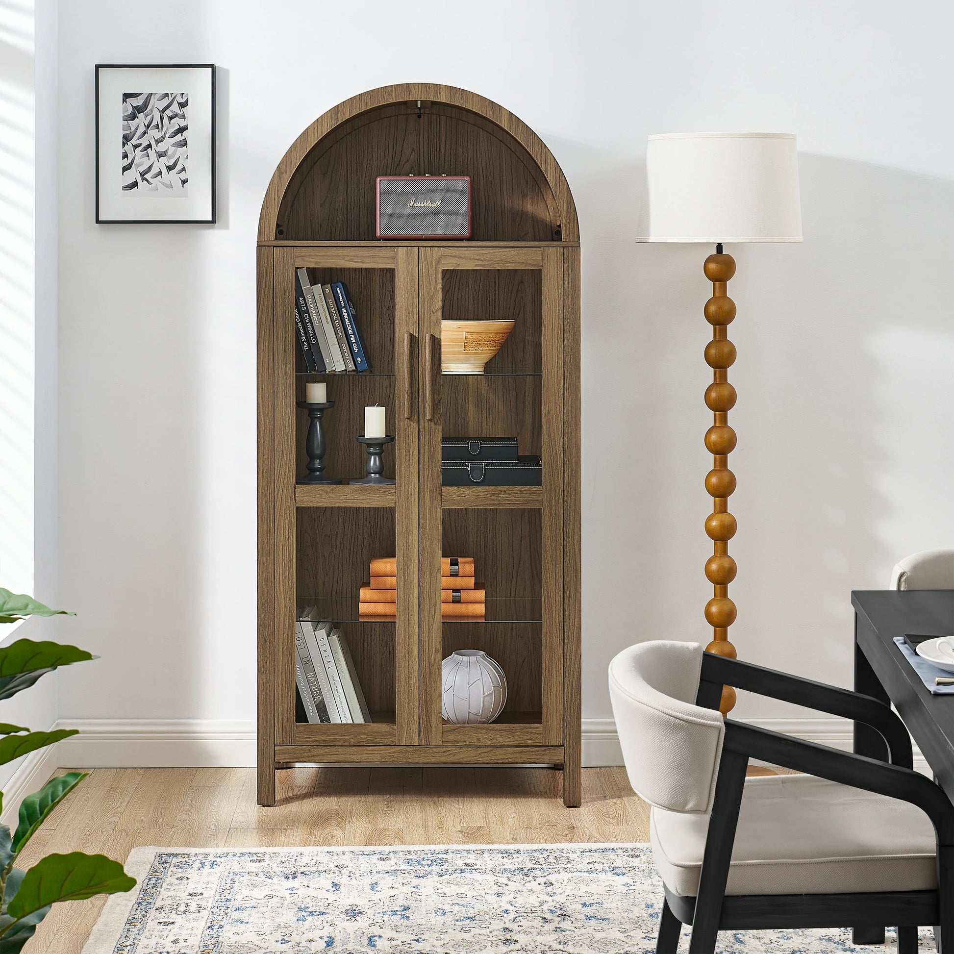 MidCenturyWoodenCabinetwithGlassShelves
