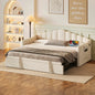 Modernbeigeupholstereddaybedwithtrundleincozybedroomsetup_featuringsoftheadboardandbuilt-inchargingport