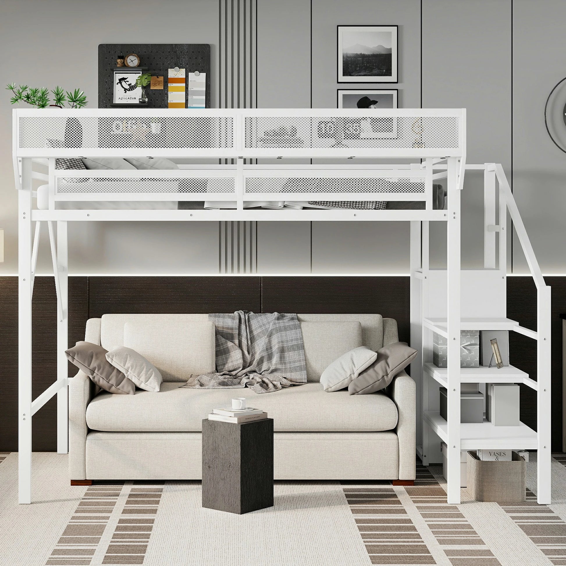 Modernloftbedwithsofaunderneath_space-savingloftbedwithstairsandshelves